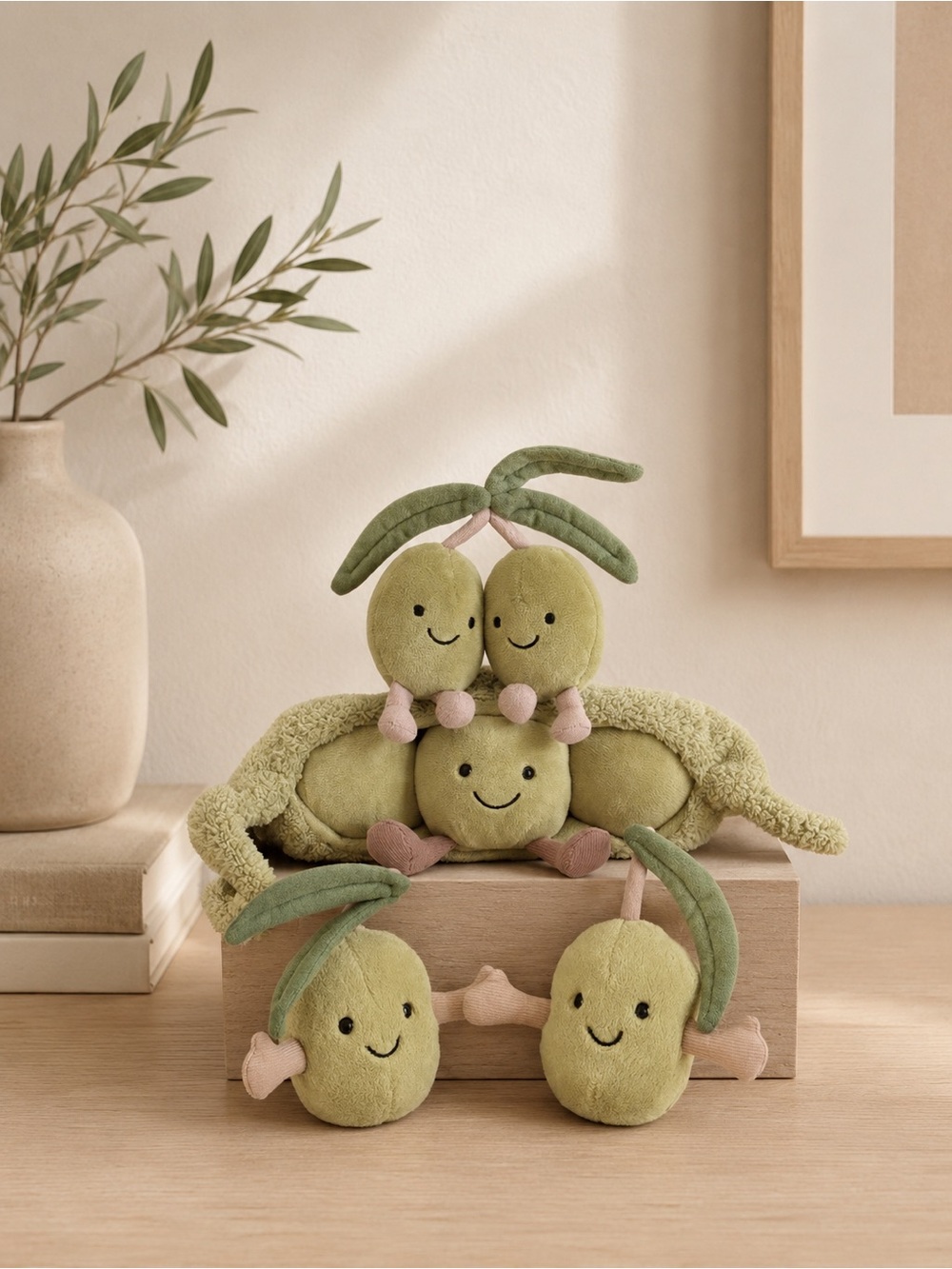 Jellycat Amuseables Plush Lot Retired Peas In A Pod & Pair Of Olives x2 BNWT